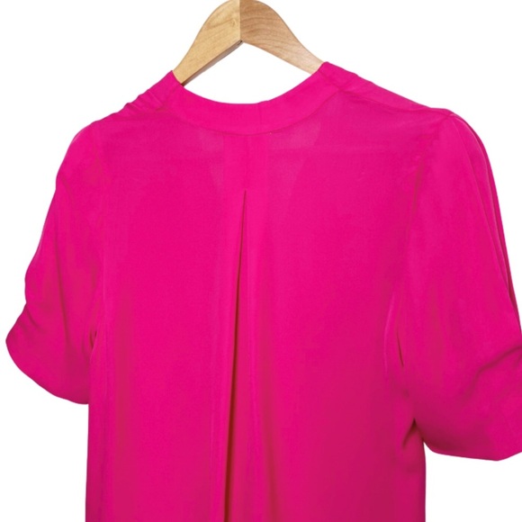 Joie Women's 100% Silk Pink V-Neck Short Cuff Sleeve Pleated Blouse Top Size S - Picture 12 of 16